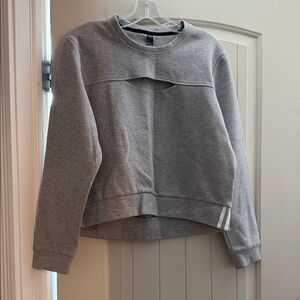 adidas Women's Grey Crewneck Sweatshirt with Front Cutout